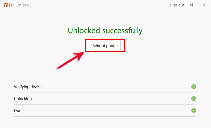 Xiaomi Unlock Successfully